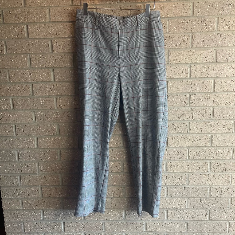 a new day Gray Plaid Women’s Dress Pants with Subtle Red Windowpane